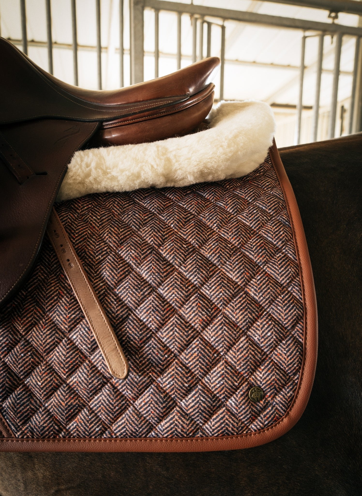 Sixteen Cypress Jumper Pad, Herringbone & Cognac - Sixteen Cypress - Equiluxe Tack