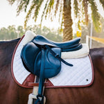 Sixteen Cypress Jumper Pad, White & Cognac - Preorder - Sixteen Cypress - Equiluxe Tack