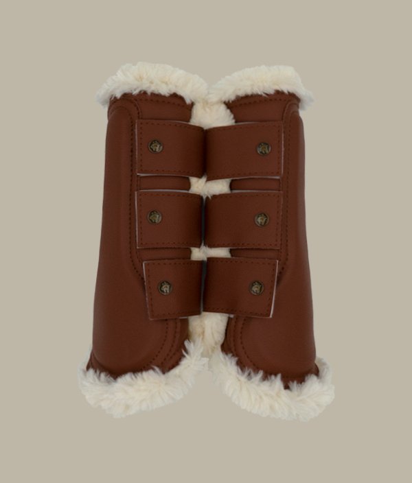 Sixteen Cypress Leatherette Brushing Boots, Cognac - Sixteen Cypress - Equiluxe Tack