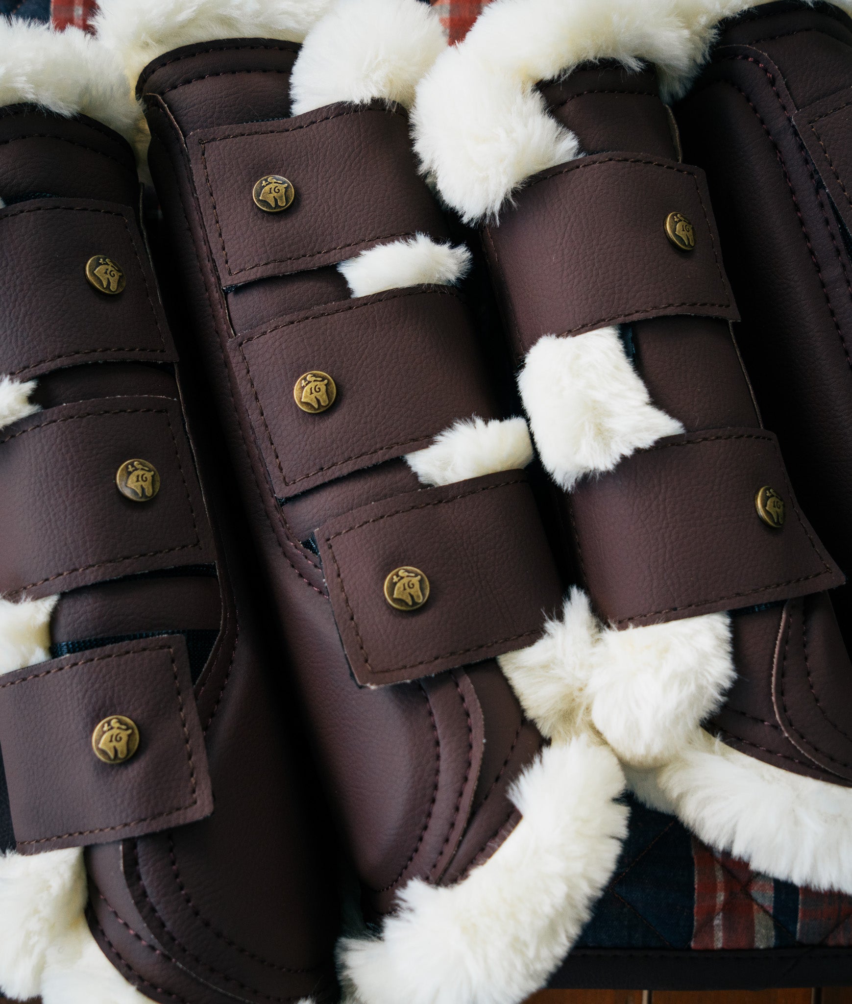 Sixteen Cypress Leatherette Brushing Boots, Hickory - Sixteen Cypress - Equiluxe Tack