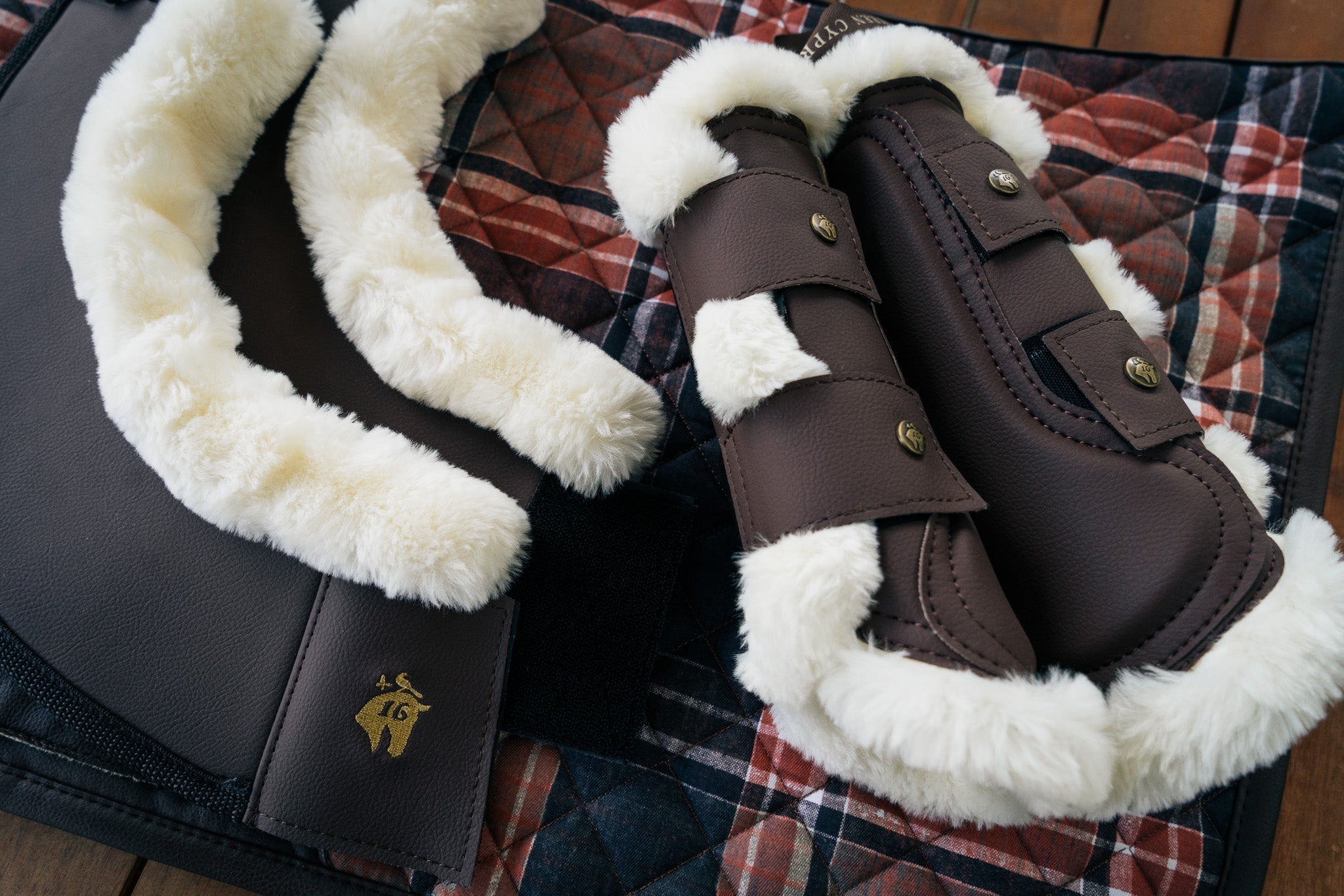 Sixteen Cypress Leatherette Brushing Boots, Hickory - Sixteen Cypress - Equiluxe Tack