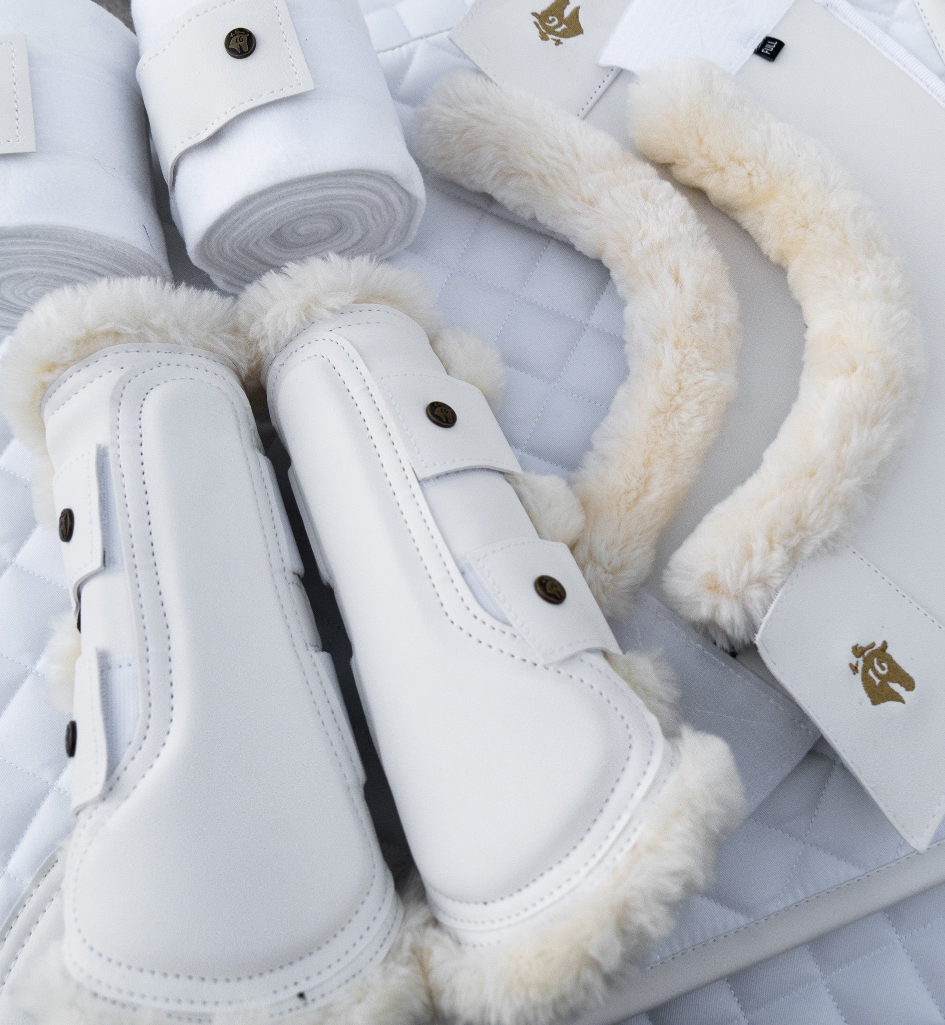 Sixteen Cypress Leatherette Brushing Boots, White - Sixteen Cypress - Equiluxe Tack