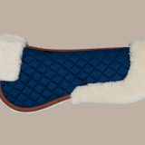Sixteen Cypress Merino Wool Fleece Half Pad, Navy & Cognac - Sixteen Cypress - Equiluxe Tack