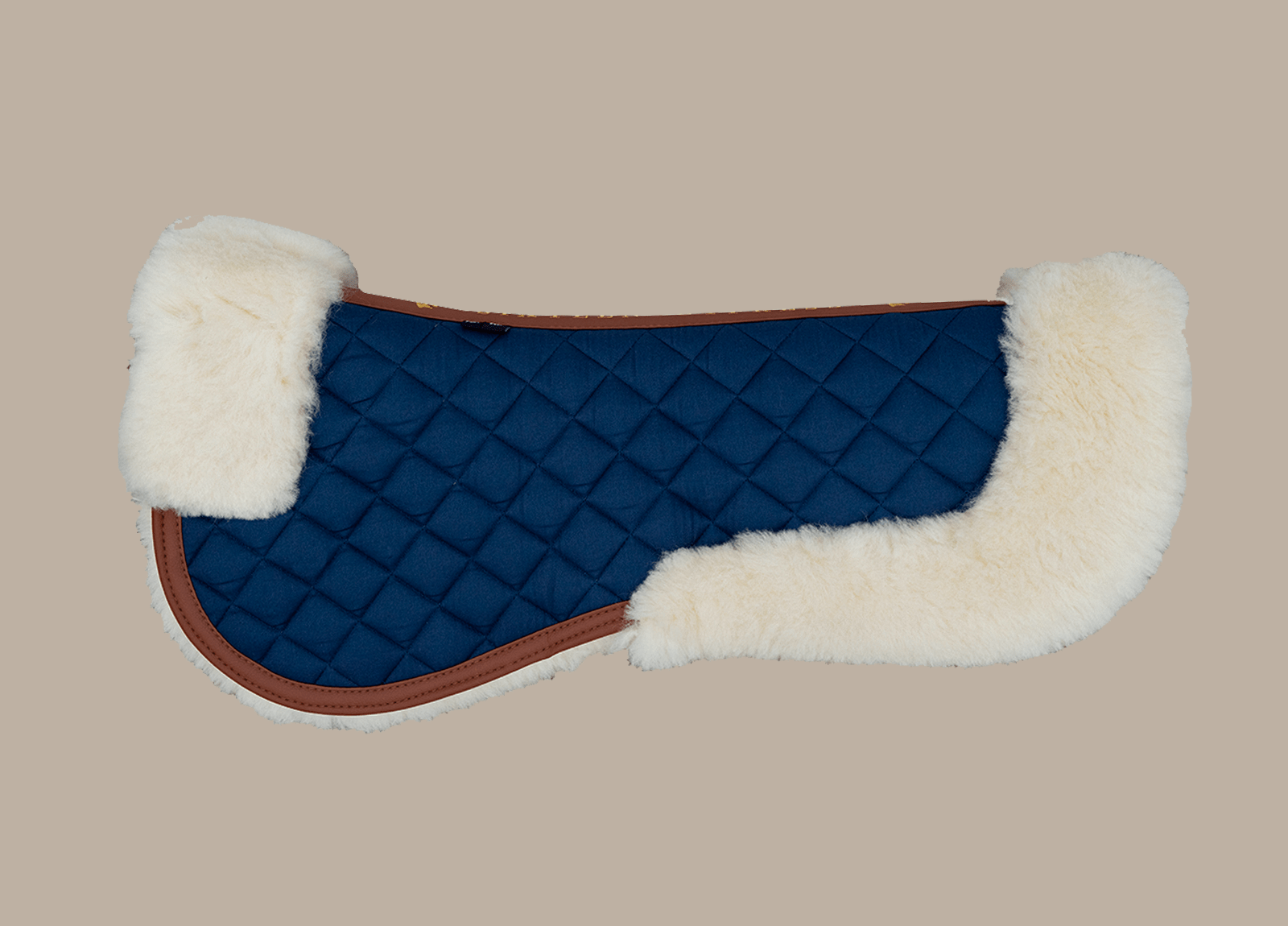 Sixteen Cypress Merino Wool Fleece Half Pad, Navy & Cognac - Sixteen Cypress - Equiluxe Tack