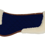 Sixteen Cypress Navy & Cognac Merino Wool Fleece Half Pad - Sixteen Cypress - Equiluxe Tack