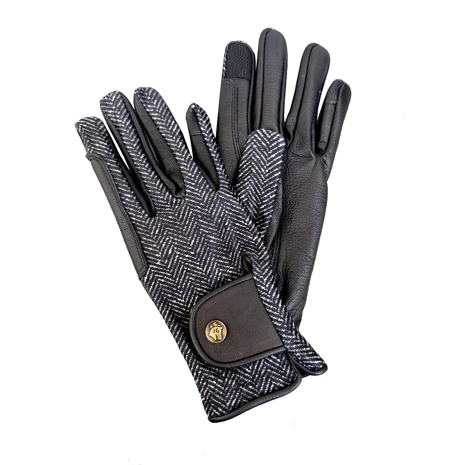 Sixteen Cypress Riding Gloves, Black Herringbone - Sixteen Cypress - Equiluxe Tack