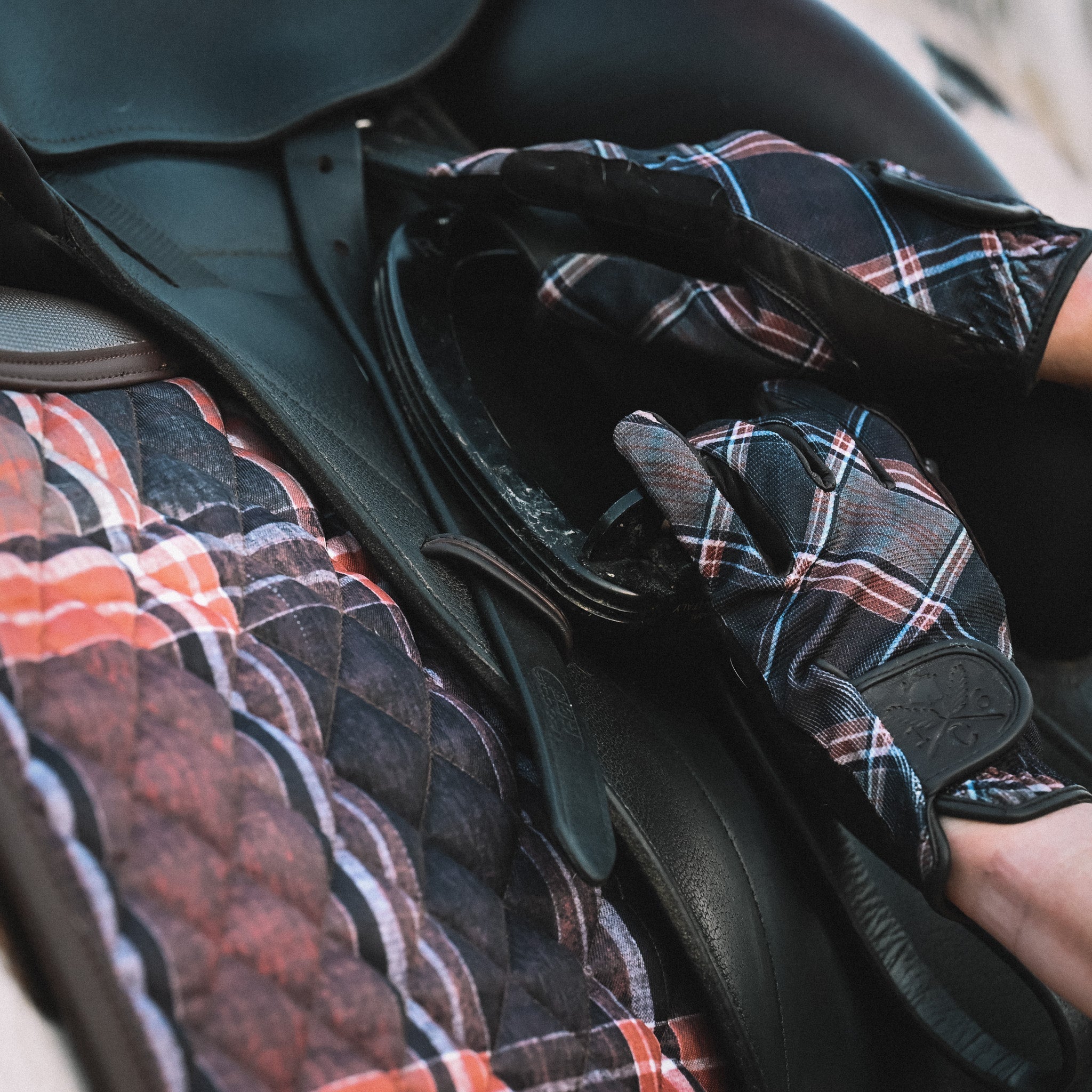 Sixteen Cypress Riding Gloves, Field Plaid & Tobacco, - Sixteen Cypress - Equiluxe Tack