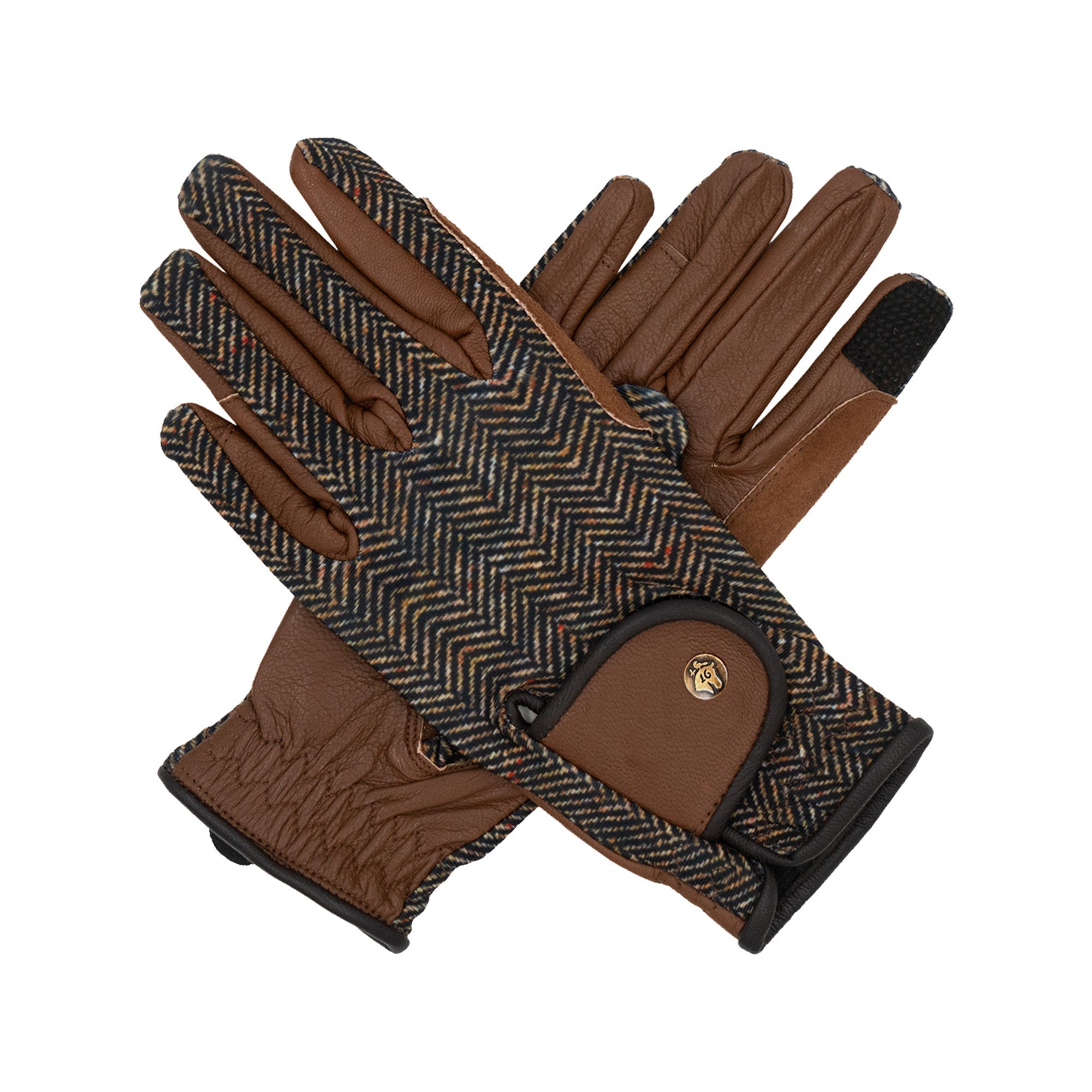 Sixteen Cypress Riding Gloves, Herringbone & Cognac - Sixteen Cypress - Equiluxe Tack