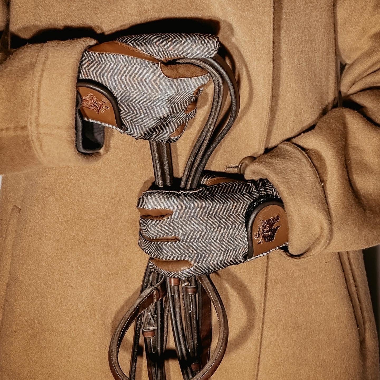 Sixteen Cypress Riding Gloves, Herringbone & Cognac - Sixteen Cypress - Equiluxe Tack