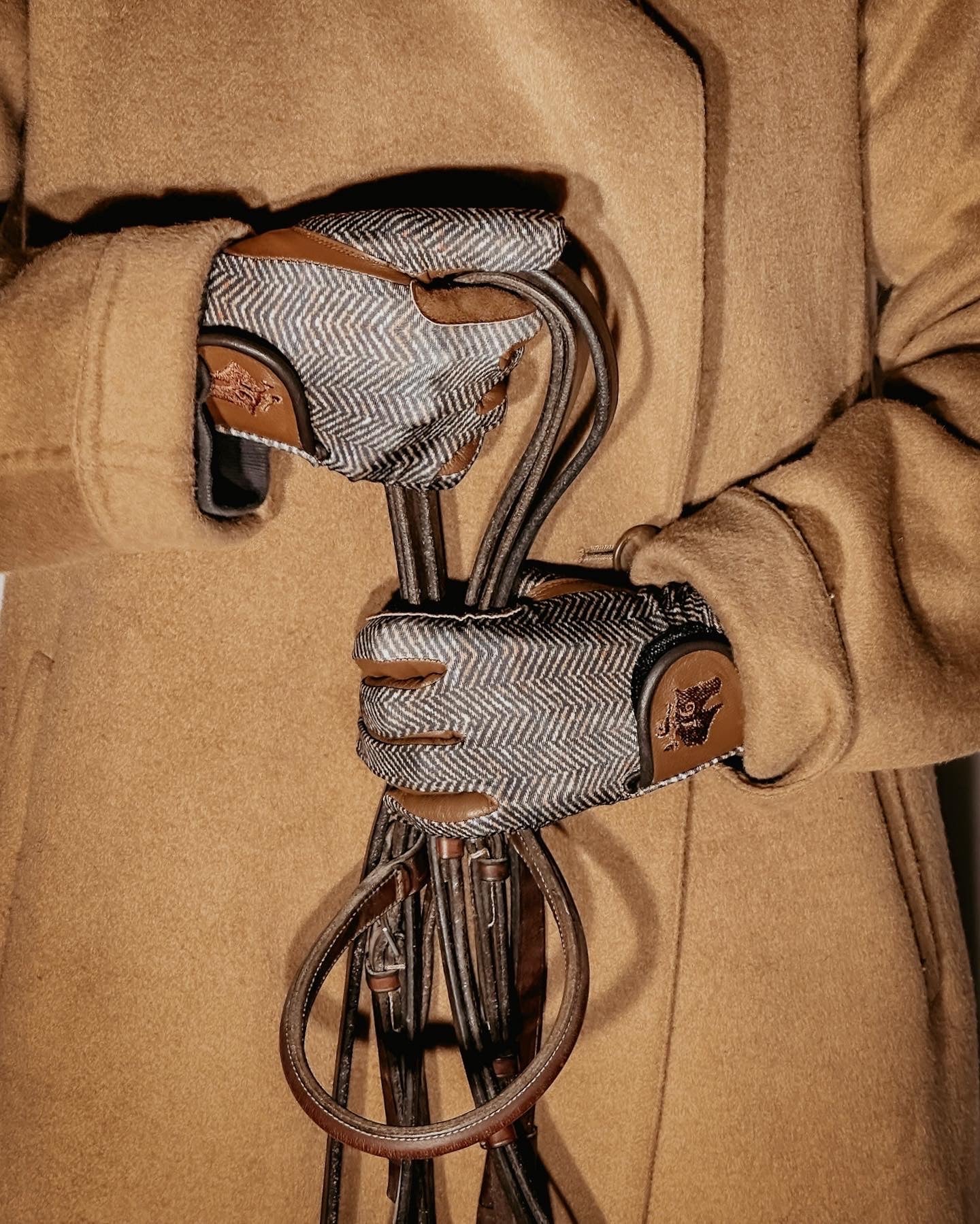 Sixteen Cypress Riding Gloves, Herringbone & Cognac - Sixteen Cypress - Equiluxe Tack