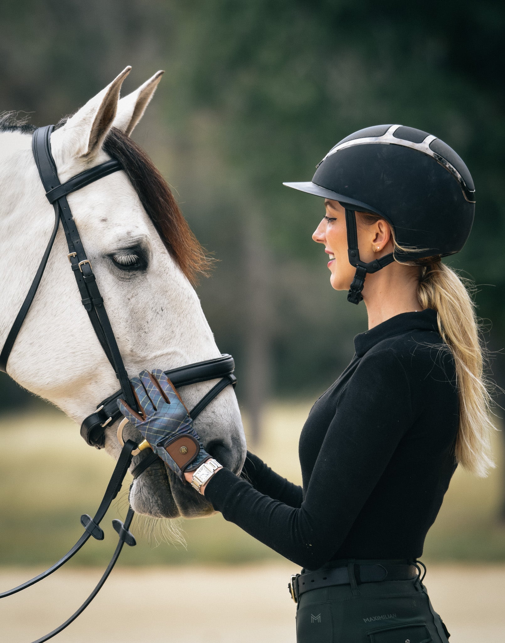 Sixteen Cypress Riding Gloves, Hunter Field Plaid - Sixteen Cypress - Equiluxe Tack