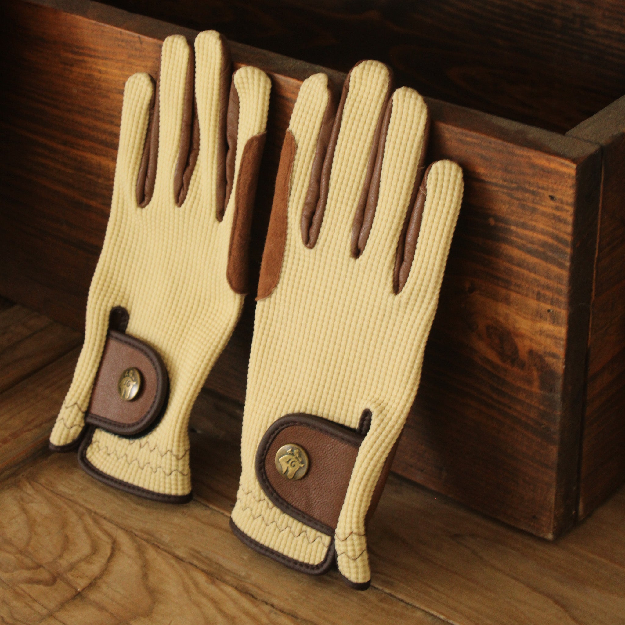 Sixteen Cypress Riding Gloves, Ivory & Cognac - Sixteen Cypress - Equiluxe Tack