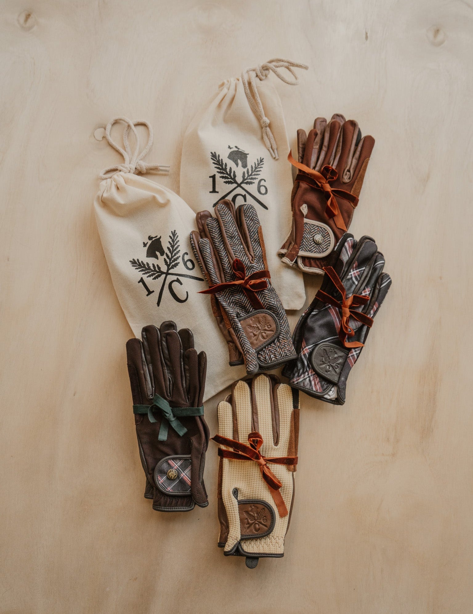 Sixteen Cypress Riding Gloves, Mini Field Plaid & Tobacco - Sixteen Cypress - Equiluxe Tack