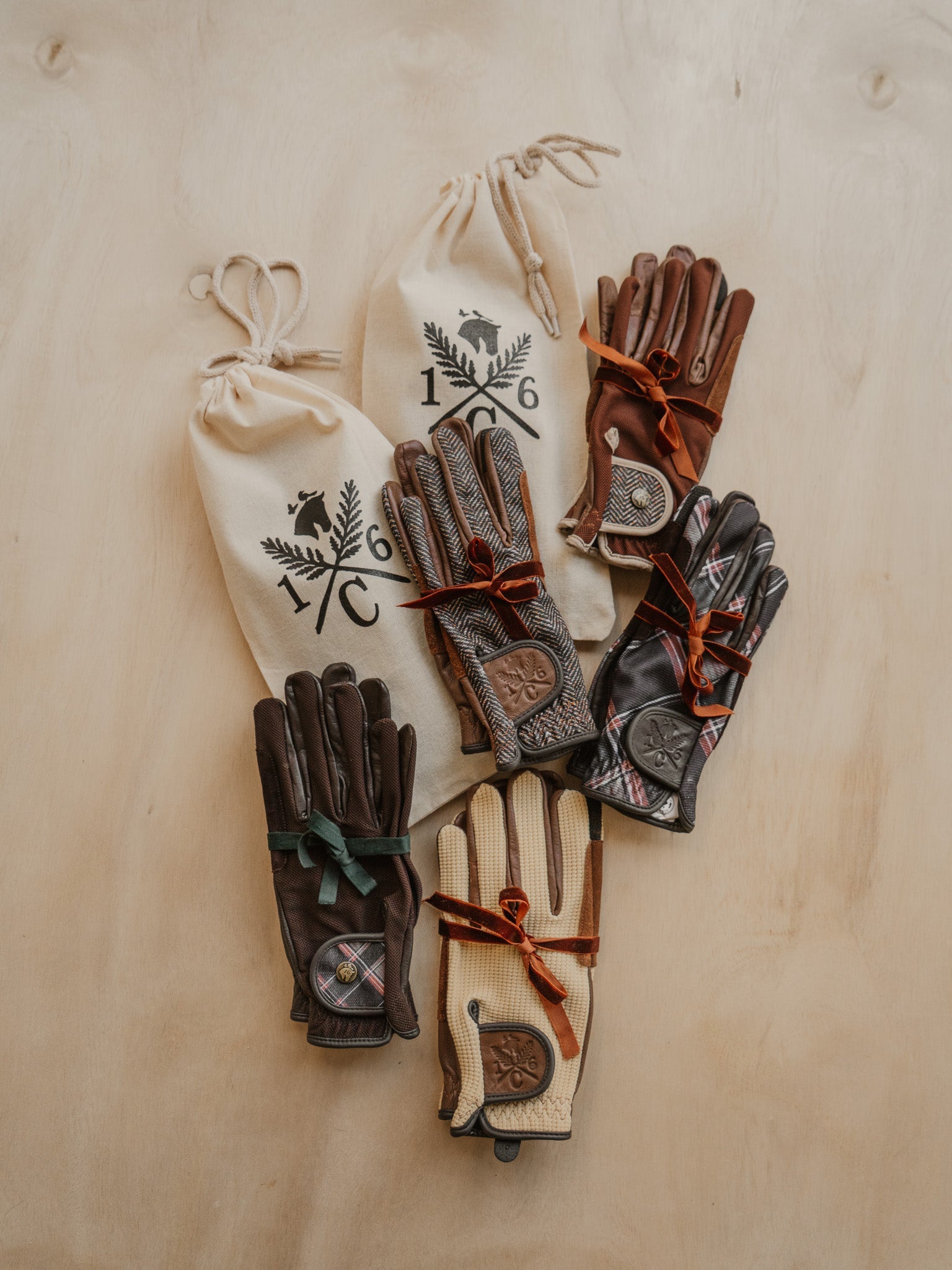 Sixteen Cypress Riding Gloves, Mini Field Plaid & Tobacco - Sixteen Cypress - Equiluxe Tack