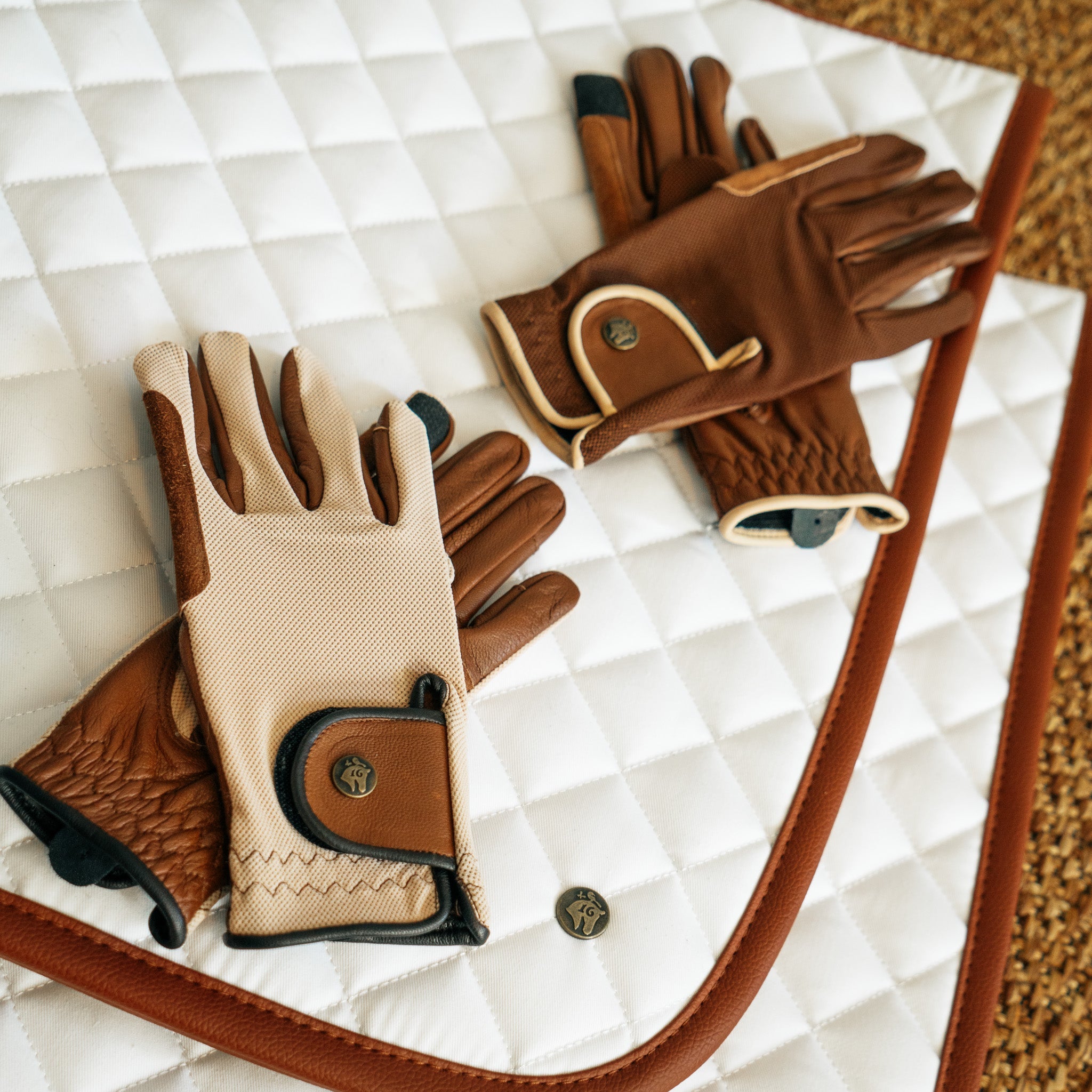 Sixteen Cypress Riding Gloves, Oat & Cognac - Sixteen Cypress - Equiluxe Tack