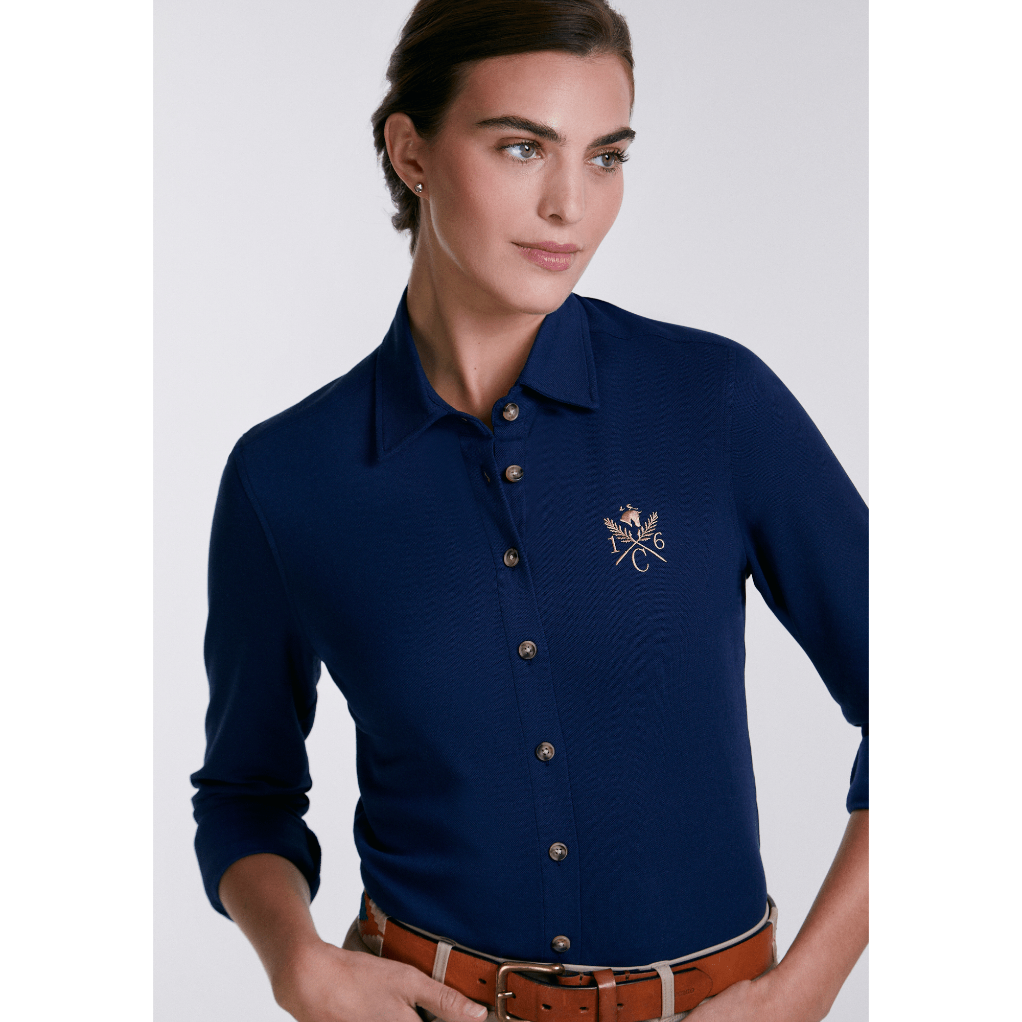 Sixteen Cypress Sport Piqué Button Down Shirt - Navy - Equiluxe Tack