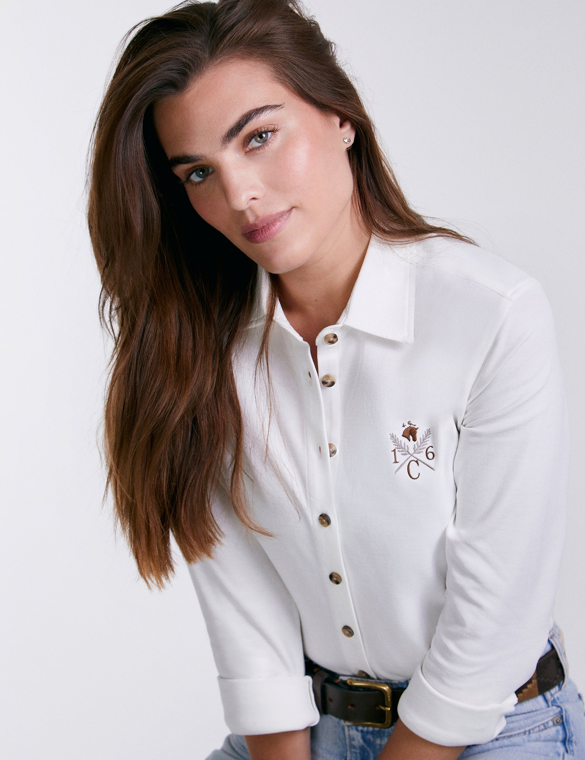 Sixteen Cypress Sport Piqué Button Down Shirt - White - Equiluxe Tack