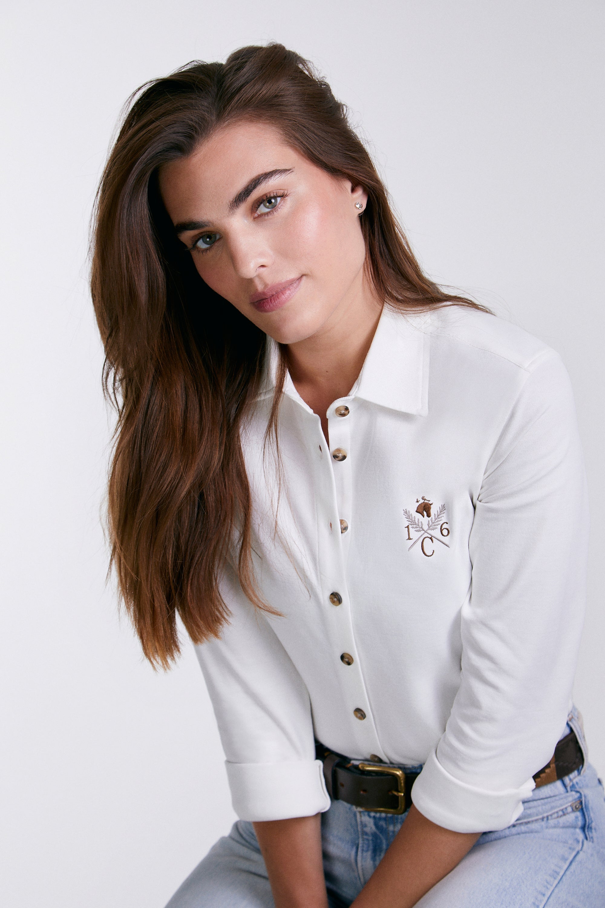 Sixteen Cypress Sport Piqué Button Down Shirt - White - Equiluxe Tack
