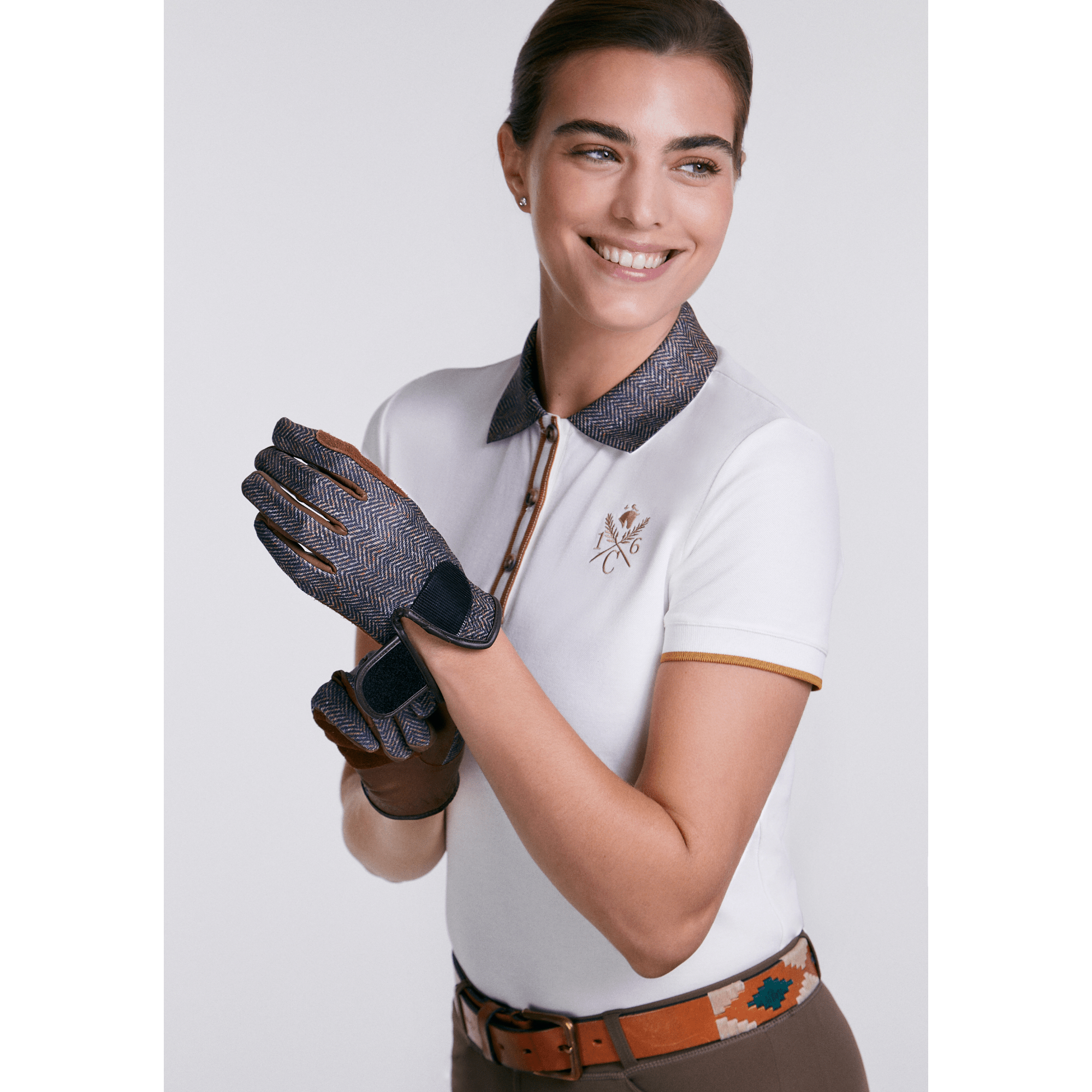 Sixteen Cypress Sport Piqué Polo Shirt, Tweed Collar - Equiluxe Tack