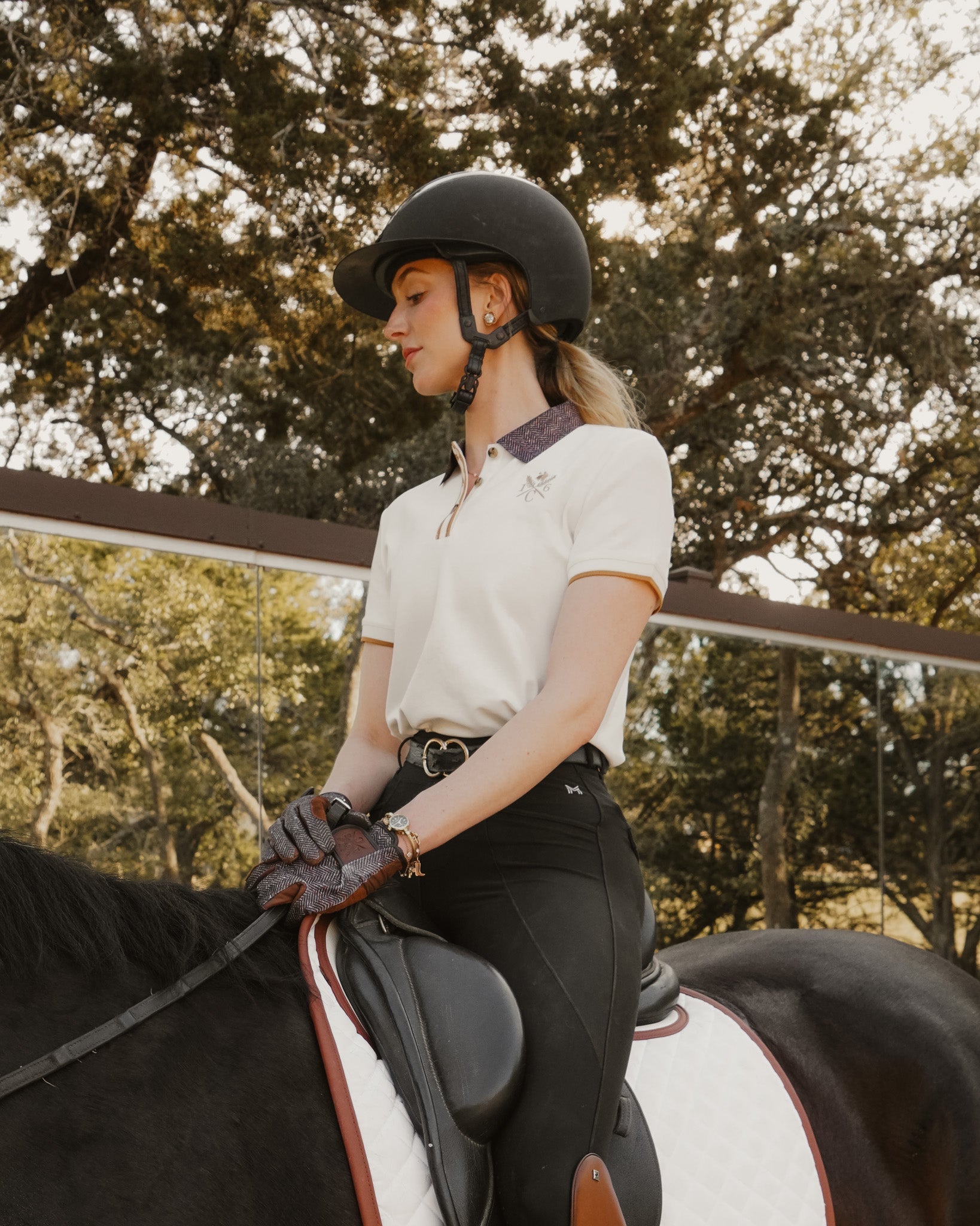 Sixteen Cypress Sport Piqué Polo Shirt, Tweed Collar - Equiluxe Tack