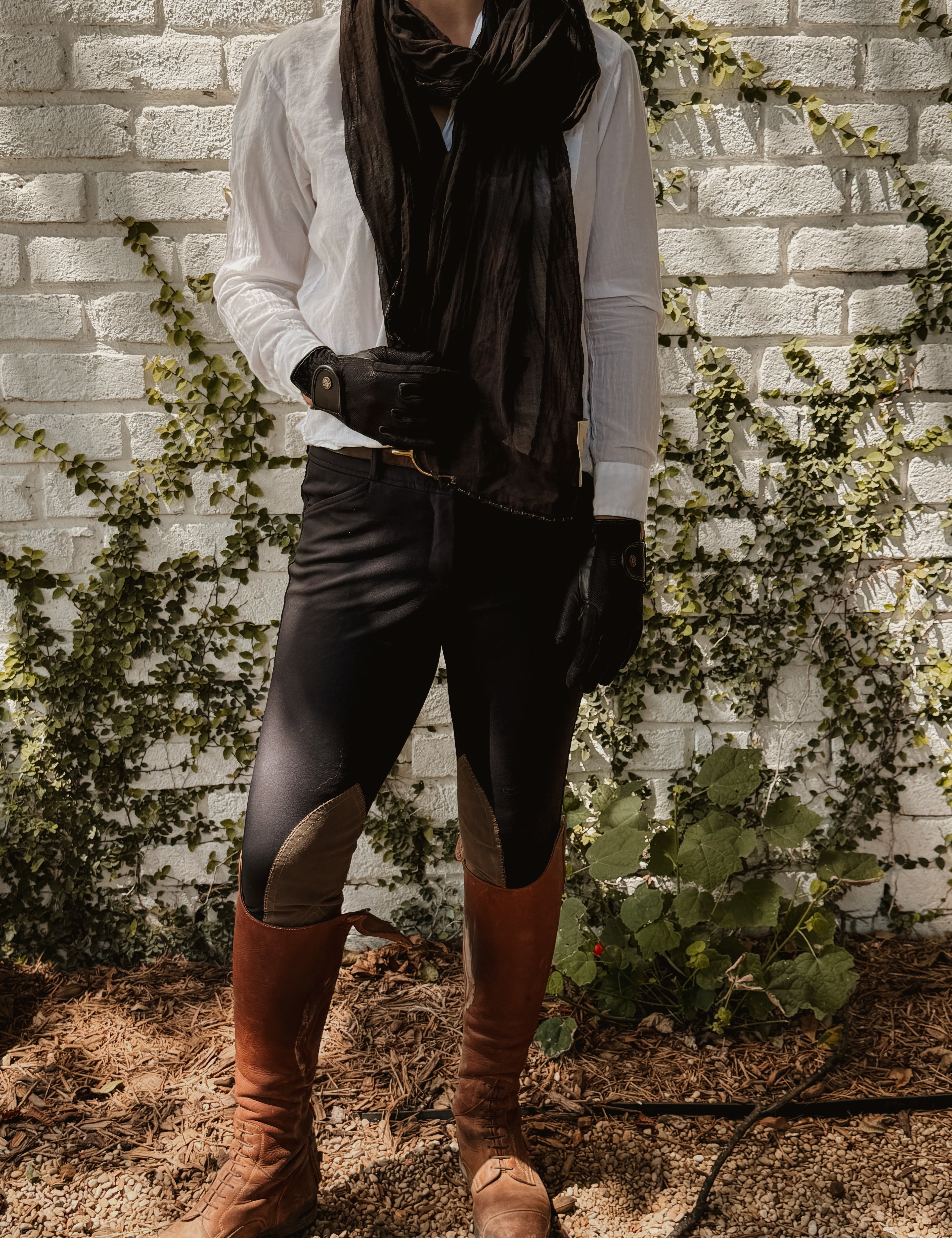 Sixteen Cypress Textile, Black Cotton Voile, Bridle Stitch Scarf - Sixteen Cypress - Equiluxe Tack
