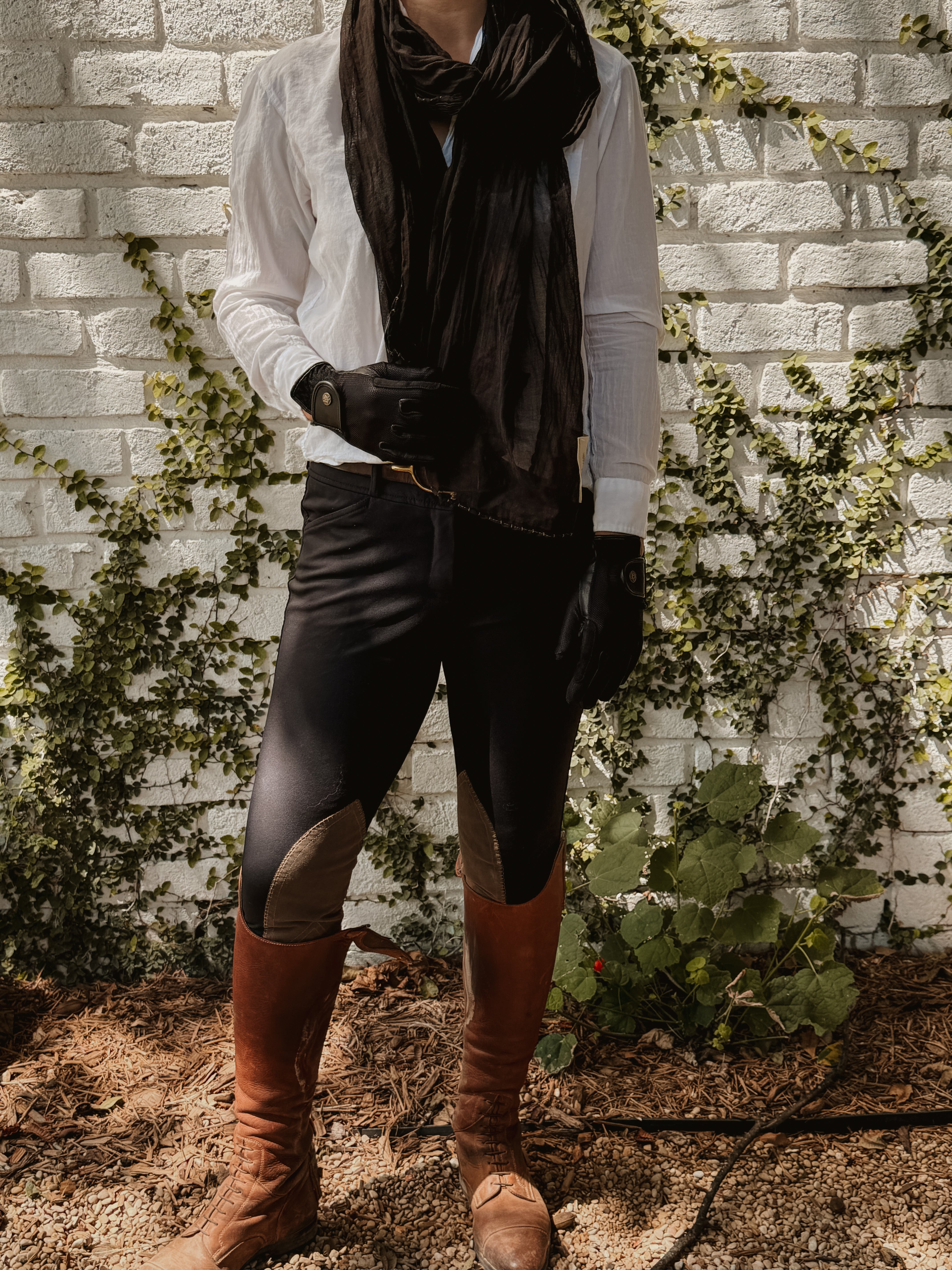 Sixteen Cypress Textile, Black Cotton Voile, Bridle Stitch Scarf - Sixteen Cypress - Equiluxe Tack