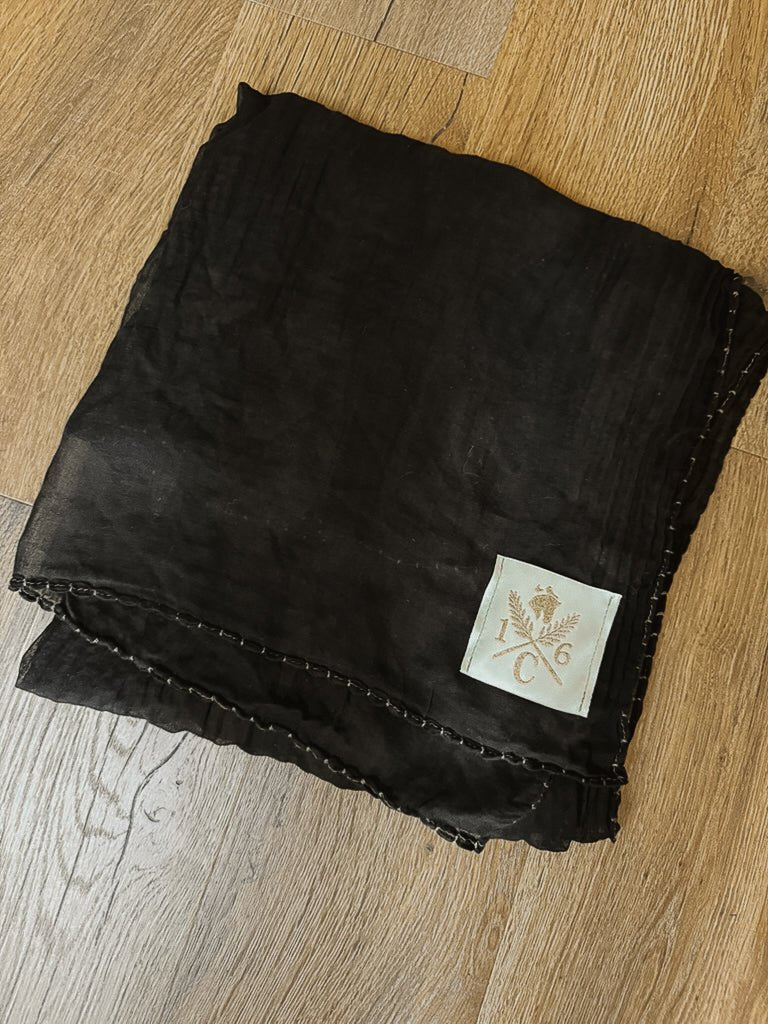 Sixteen Cypress Textile, Black Cotton Voile, Bridle Stitch Scarf - Sixteen Cypress - Equiluxe Tack