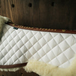 Sixteen Cypress Wool Fleece Half Pad, White & Cognac - Sixteen Cypress - Equiluxe Tack