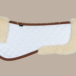 Sixteen Cypress Wool Fleece Half Pad, White & Cognac - Sixteen Cypress - Equiluxe Tack