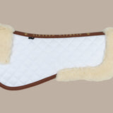 Sixteen Cypress Wool Fleece Half Pad, White & Cognac - Sixteen Cypress - Equiluxe Tack