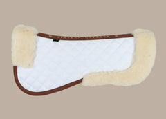 Sixteen Cypress Wool Fleece Half Pad, White & Cognac - Sixteen Cypress - Equiluxe Tack