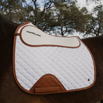 Sixteen Cypress X ThinLine Dressage Pad – White & Cognac - Sixteen Cypress - Equiluxe Tack