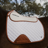 Sixteen Cypress X ThinLine Dressage Pad – White & Cognac - Sixteen Cypress - Equiluxe Tack