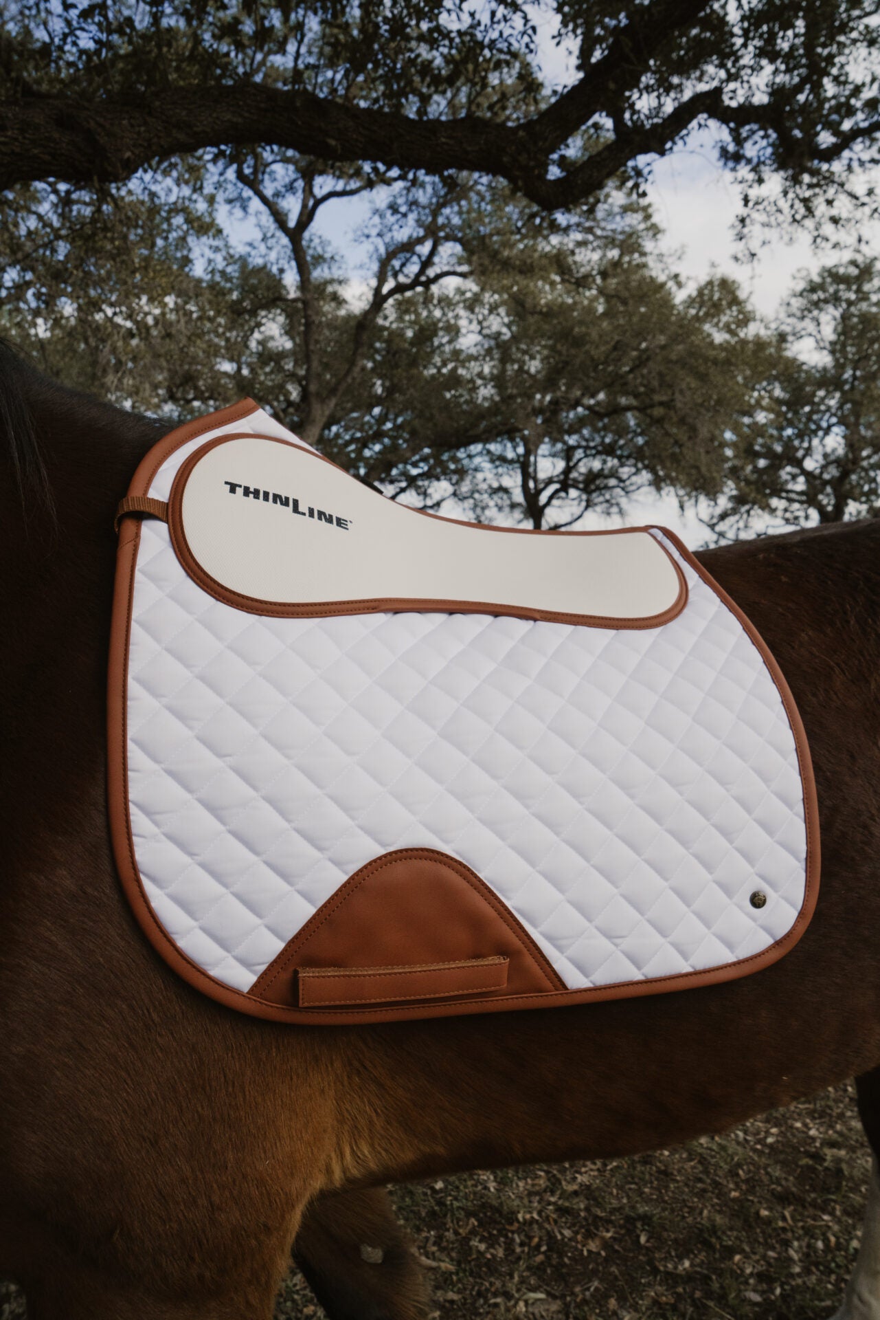 Sixteen Cypress X ThinLine Dressage Pad – White & Cognac - Sixteen Cypress - Equiluxe Tack