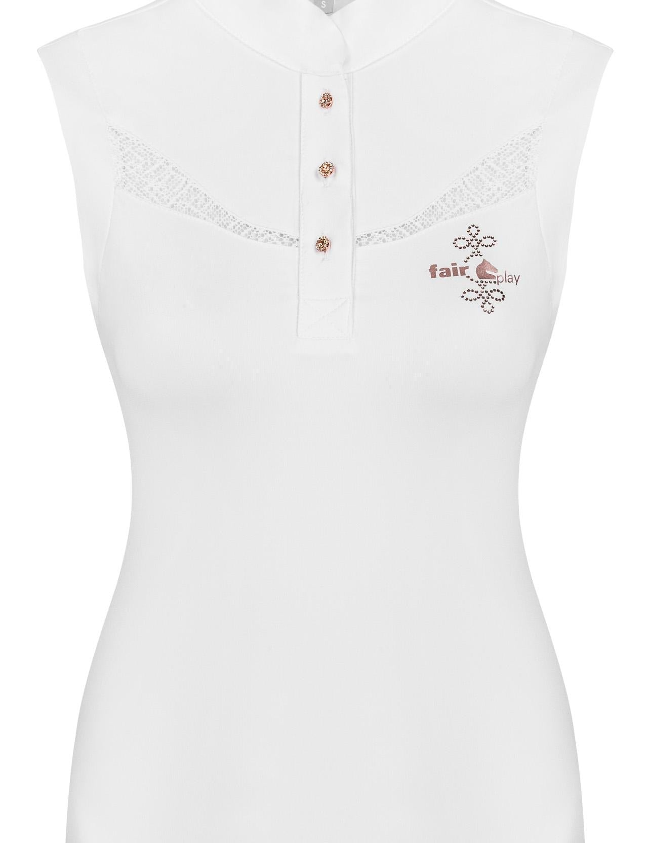 Sleeveless competition shirt FP CECILE ROSEGOLD SL white 44 - Equiluxe Tack - Equiluxe Tack