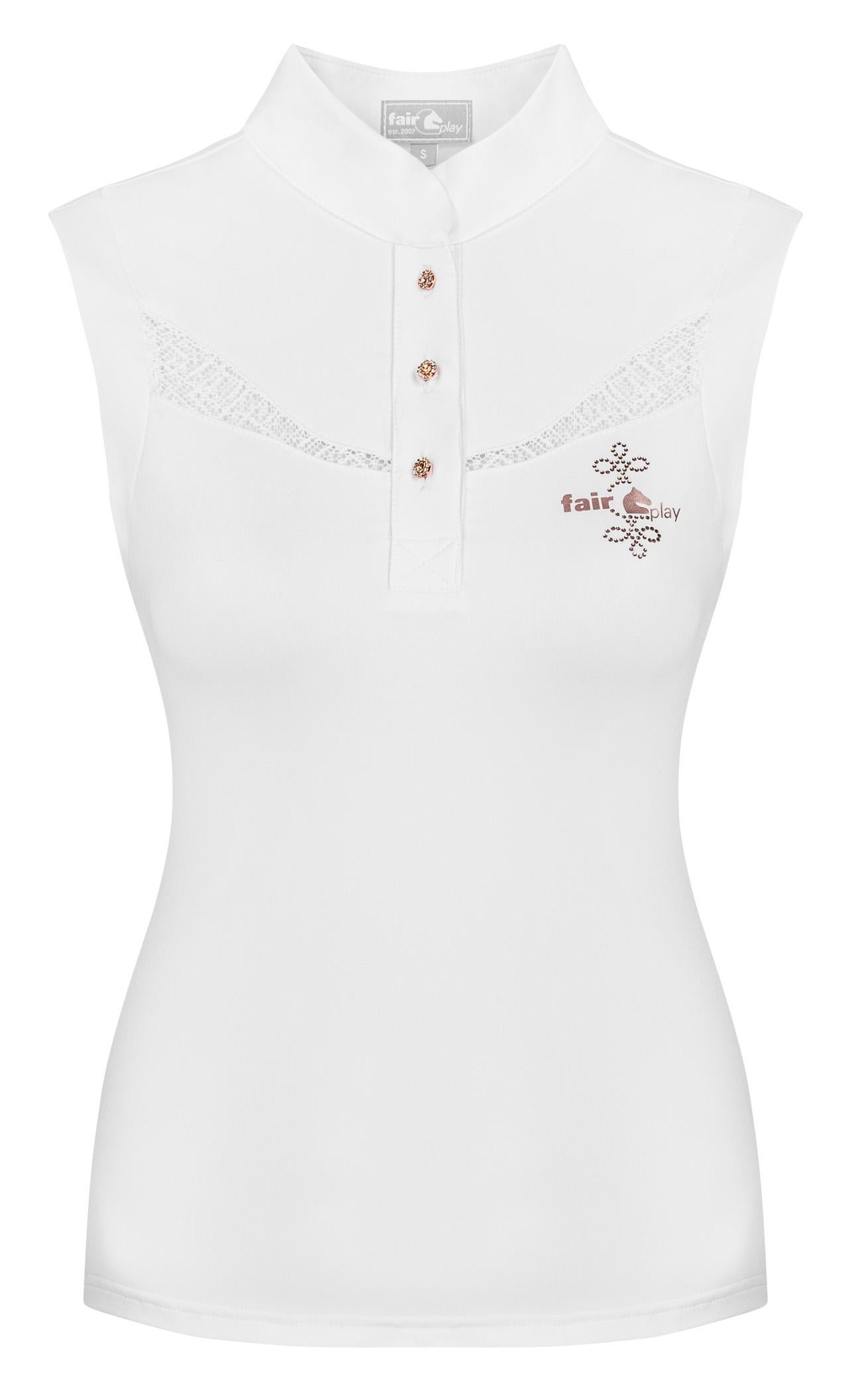 Sleeveless competition shirt FP CECILE ROSEGOLD SL white 44 - Equiluxe Tack - Equiluxe Tack