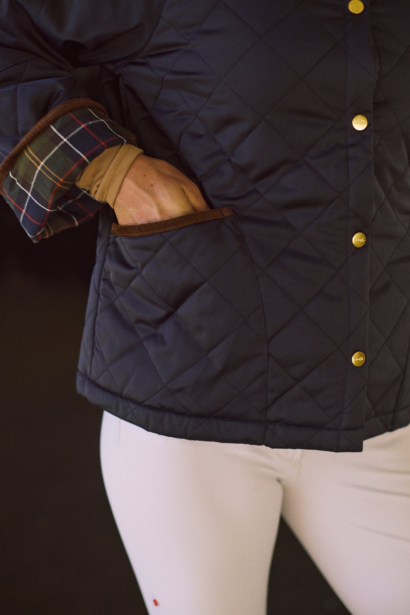 Solid Citizen Equestrian 'Bowie' | Barn Jacket | Durable Satin Quilt | Navy Plaid - Equiluxe Tack