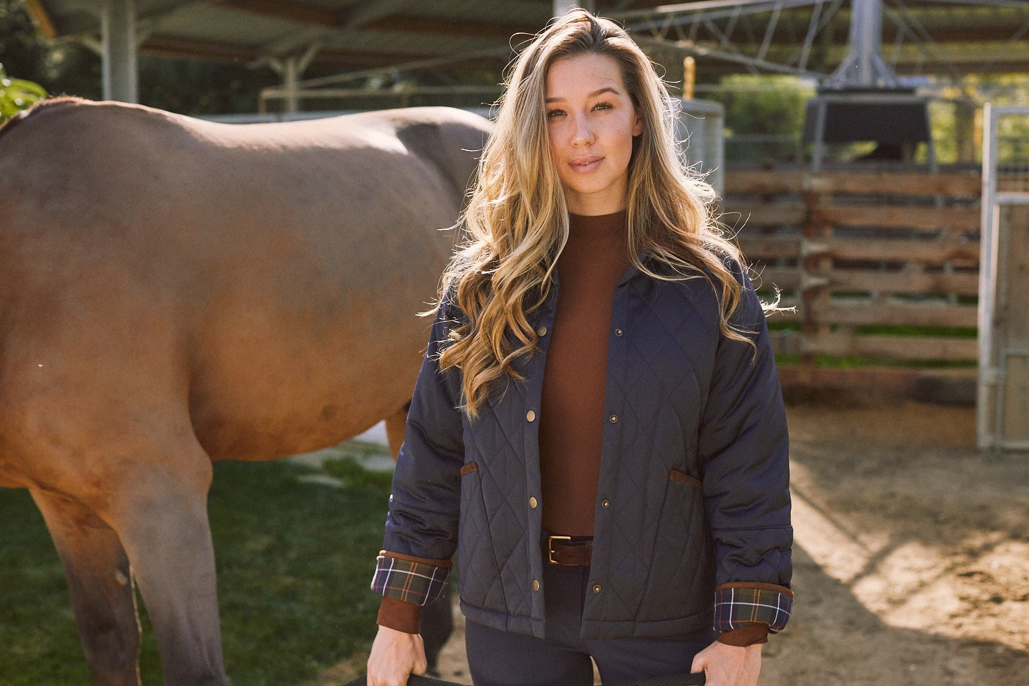 Solid Citizen Equestrian 'Bowie' | Barn Jacket | Durable Satin Quilt | Navy Plaid - Equiluxe Tack