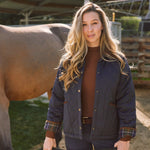 Solid Citizen Equestrian 'Bowie' | Barn Jacket | Durable Satin Quilt | Navy Plaid - Equiluxe Tack