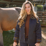Solid Citizen Equestrian 'Bowie' | Barn Jacket | Durable Satin Quilt | Navy Plaid - Equiluxe Tack