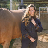 Solid Citizen Equestrian 'Bowie' | Barn Jacket | Durable Satin Quilt | Navy Plaid - Equiluxe Tack