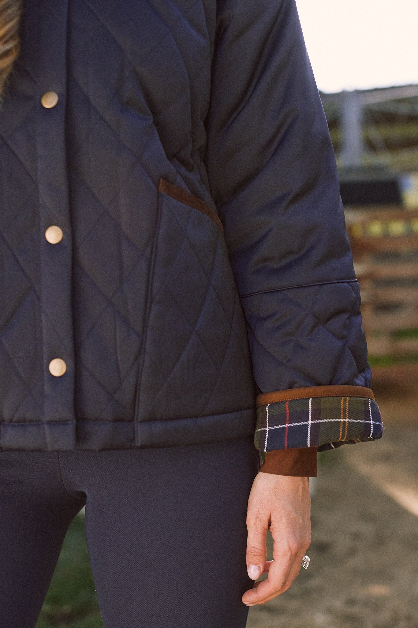 Solid Citizen Equestrian 'Bowie' | Barn Jacket | Durable Satin Quilt | Navy Plaid - Equiluxe Tack
