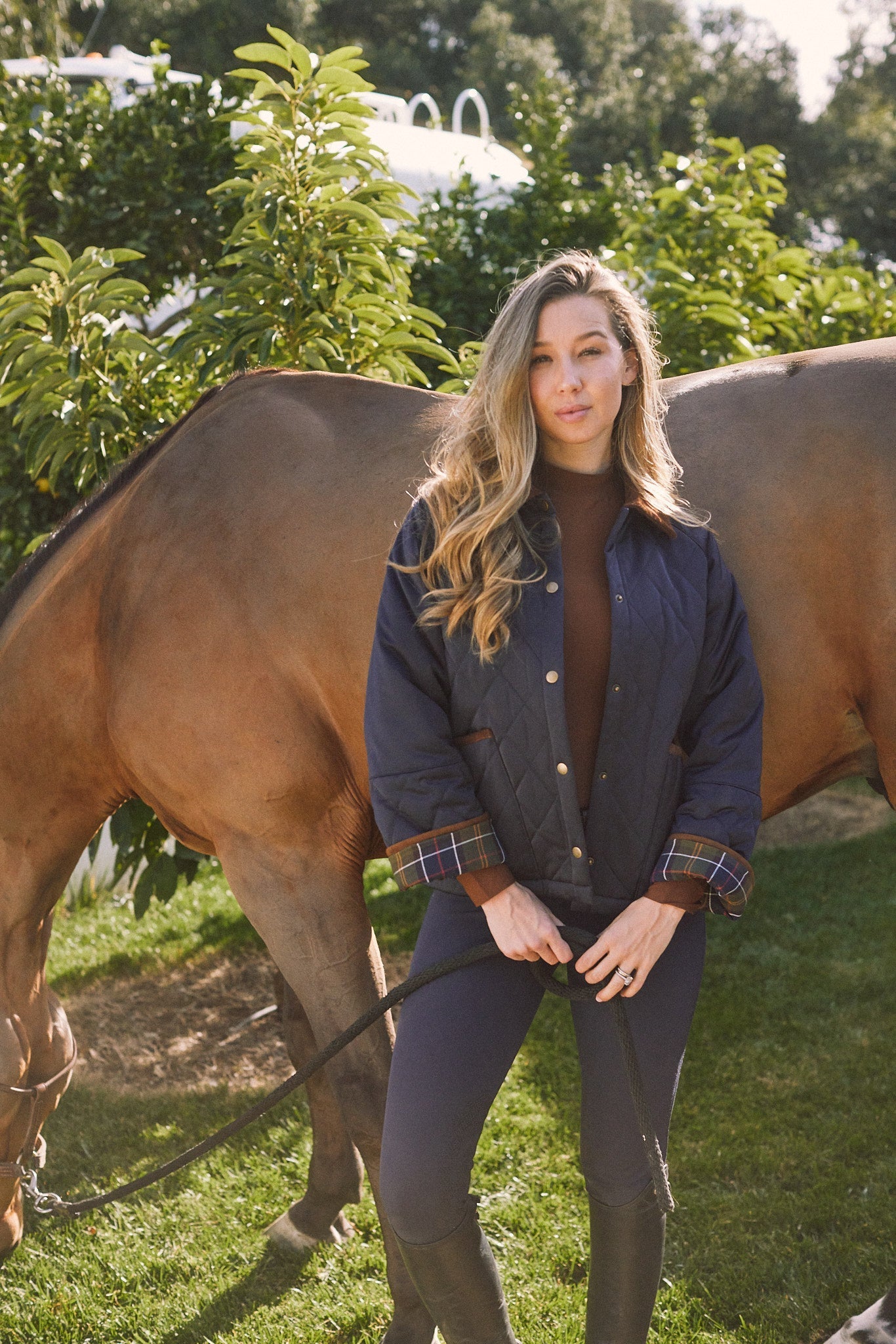 Solid Citizen Equestrian 'Bowie' | Barn Jacket | Durable Satin Quilt | Navy Plaid - Equiluxe Tack