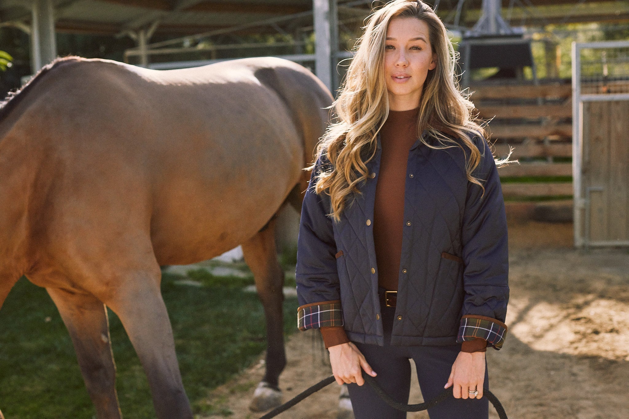 Solid Citizen Equestrian 'Bowie' | Barn Jacket | Durable Satin Quilt | Navy Plaid - Equiluxe Tack