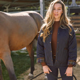 Solid Citizen Equestrian 'Bowie' | Barn Jacket | Durable Satin Quilt | Navy Plaid - Equiluxe Tack