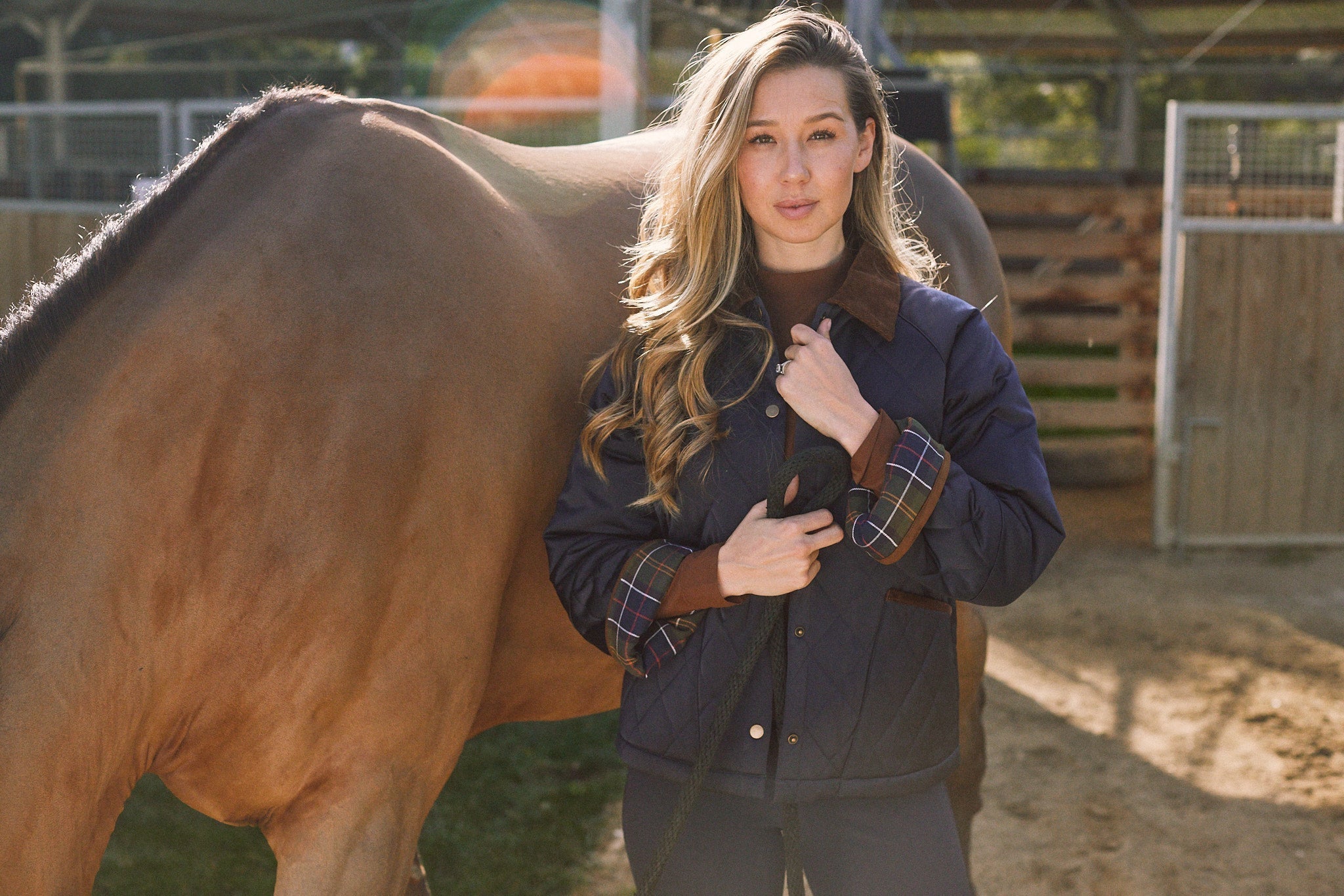 Solid Citizen Equestrian 'Bowie' | Barn Jacket | Durable Satin Quilt | Navy Plaid - Equiluxe Tack