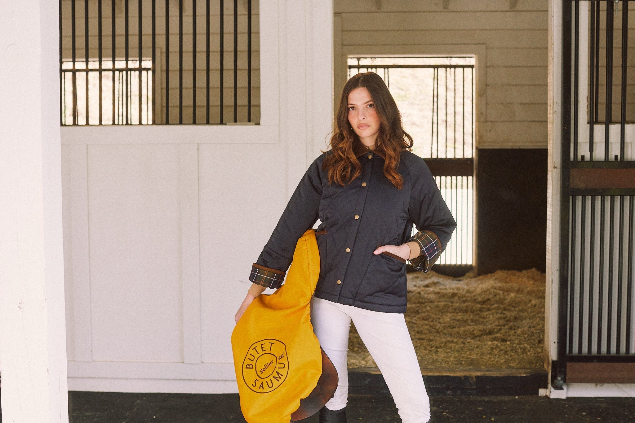 Solid Citizen Equestrian 'Bowie' | Barn Jacket | Durable Satin Quilt | Navy Plaid - Equiluxe Tack