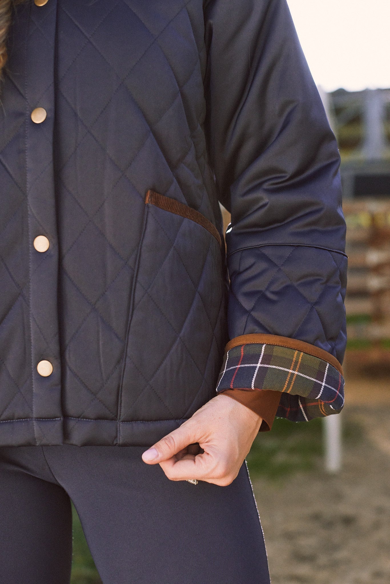 Solid Citizen Equestrian 'Bowie' | Barn Jacket | Durable Satin Quilt | Navy Plaid - Equiluxe Tack