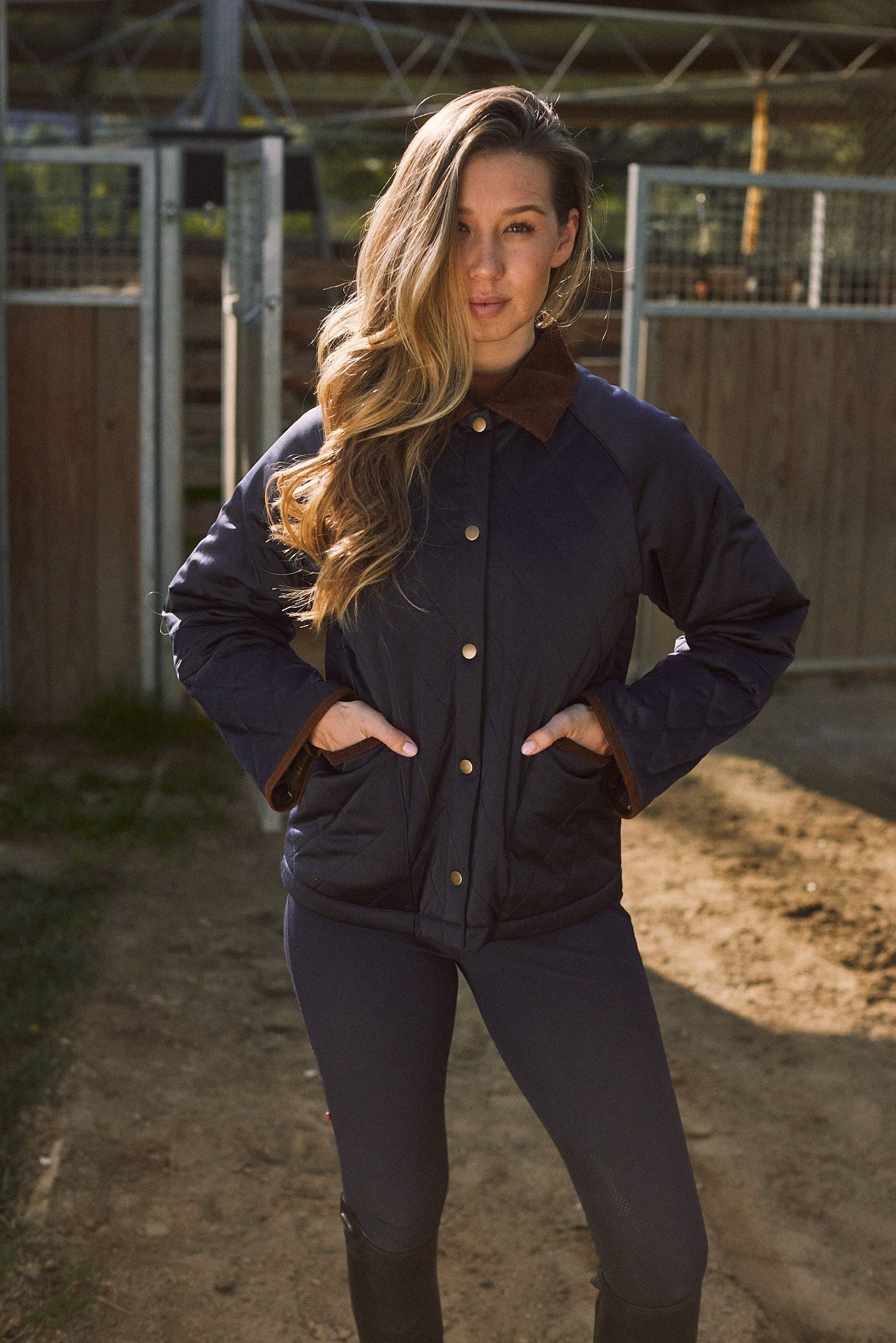 Solid Citizen Equestrian 'Bowie' | Barn Jacket | Durable Satin Quilt | Navy Plaid - Equiluxe Tack