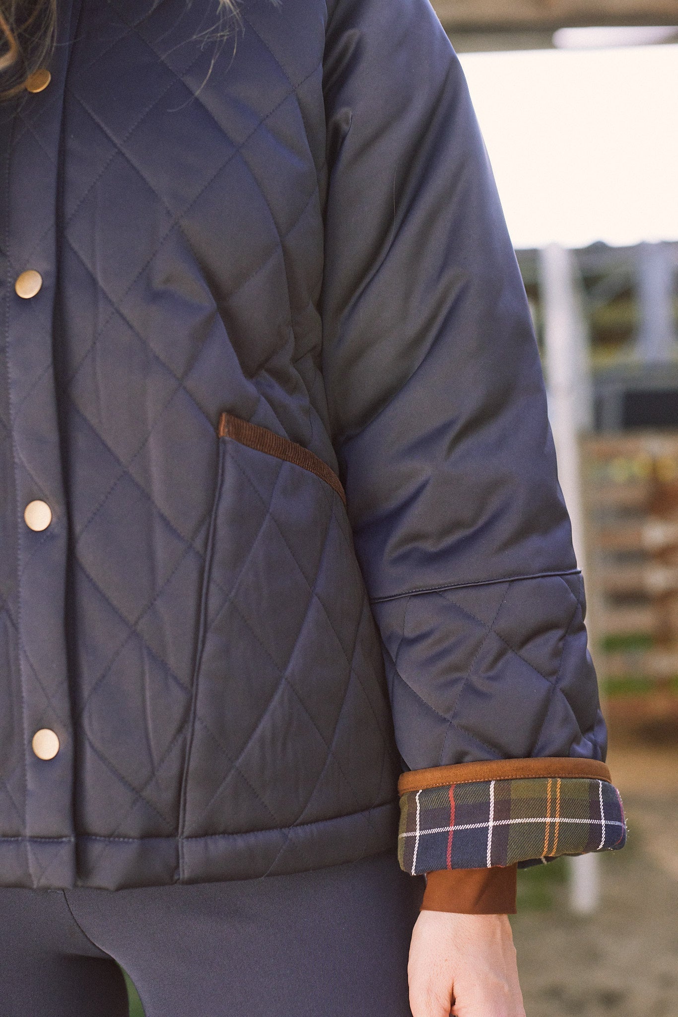 Solid Citizen Equestrian 'Bowie' | Barn Jacket | Durable Satin Quilt | Navy Plaid - Equiluxe Tack
